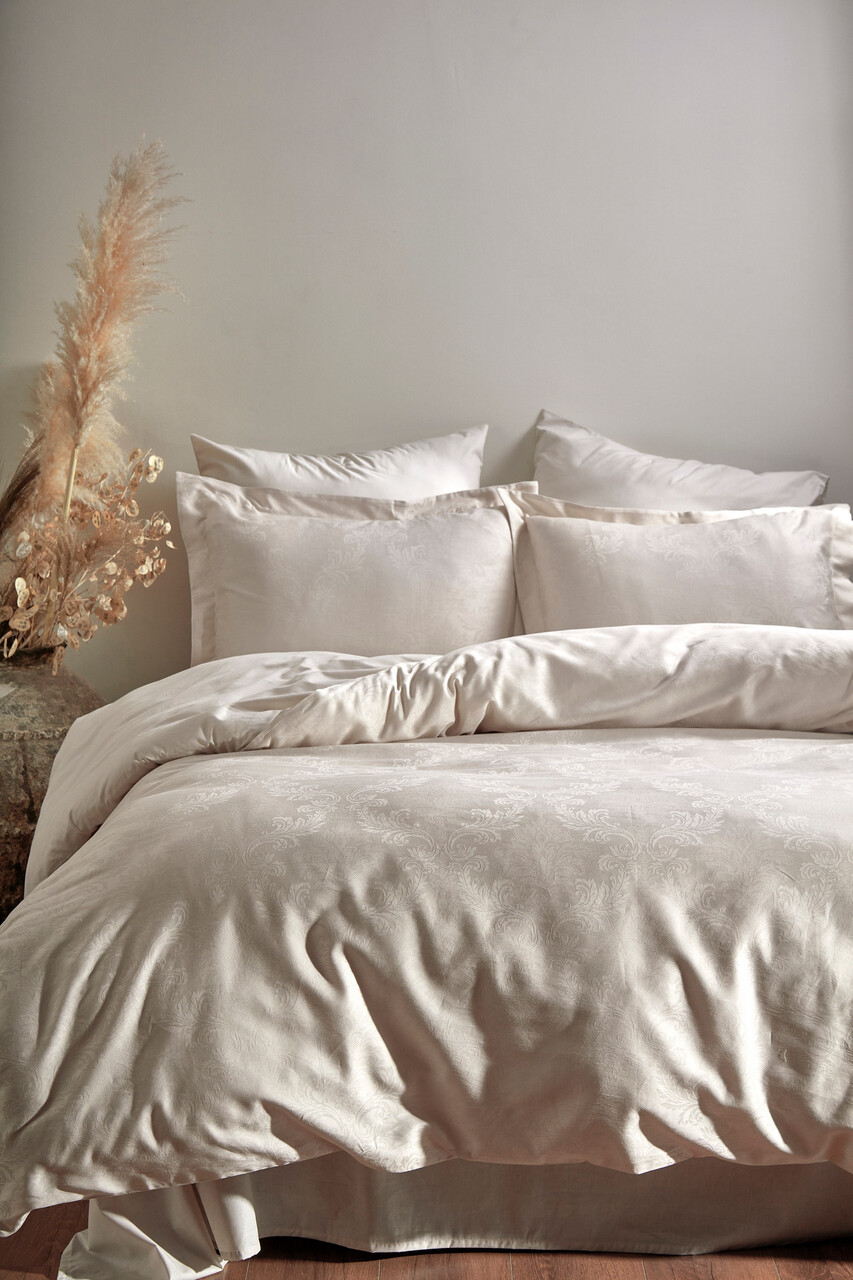Lenjerie de pat dubla, L'essentiel Maison, Hoten, Crem - imagine 3